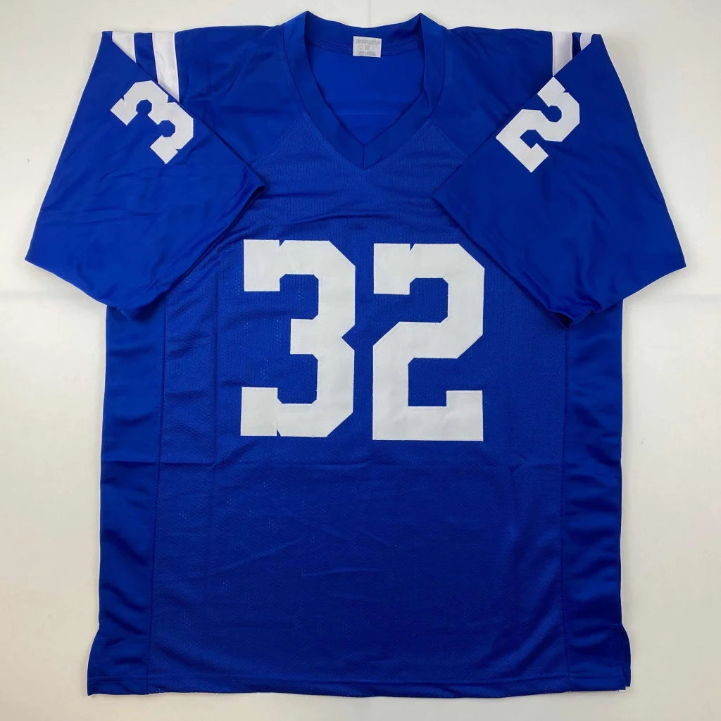 Autographed edgerrin james Indianapolis blue football custom jersey with white number 32 for professional sports league fans