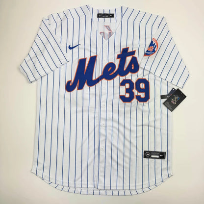White and blue pinstriped custom jersey with Mets 39 for professional sports fans