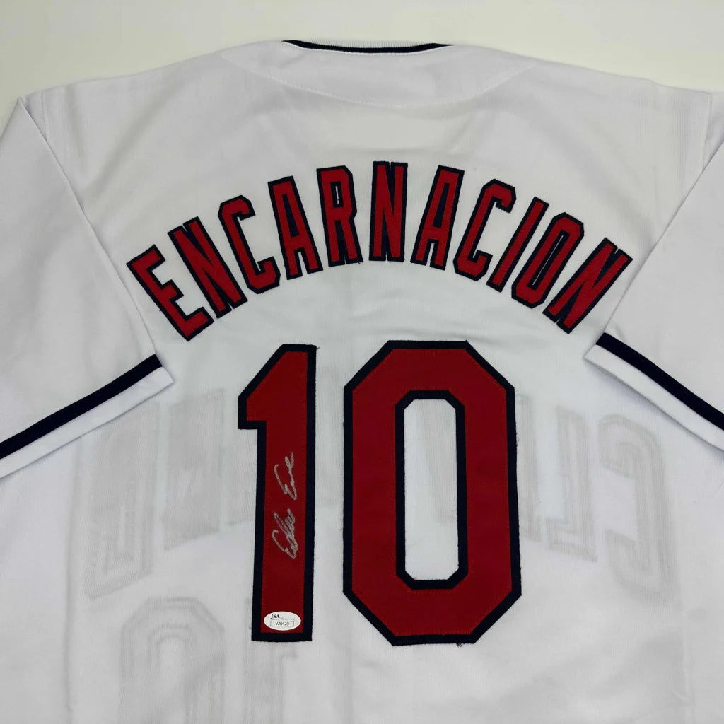 Autographed Edwin Encarnacion custom jersey with white baseball design