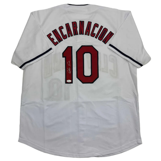 Autographed Edwin Encarnacion Cleveland White Baseball Jersey JSA COA | Hall of Fame Sports Memorabilia | vintageantiquesgifts.com