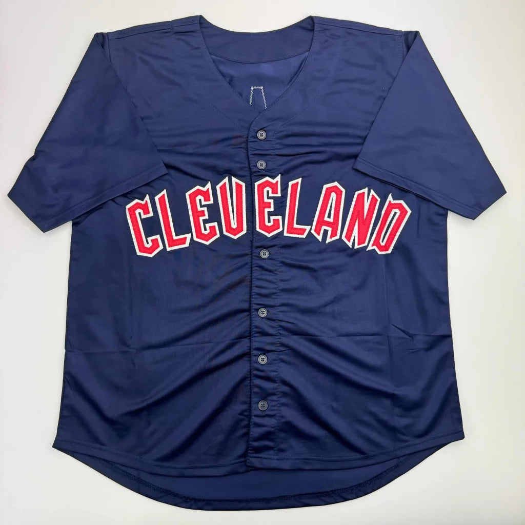 Autographed Emmanuel Clase Cleveland navy blue custom jersey JSA COA