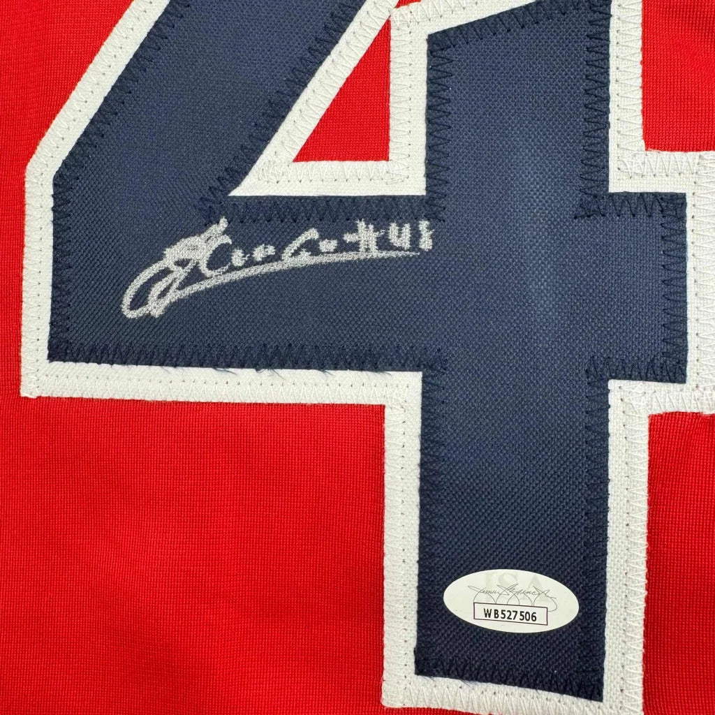 Autographed Emmanuel Clase Cleveland Red Baseball Jersey JSA COA | Authenticated Signed Sports Jersey | vintageantiquesgifts.com