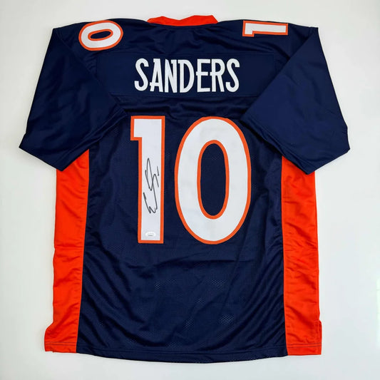 Dark blue and orange professional sports league custom jersey with number 10 and signature