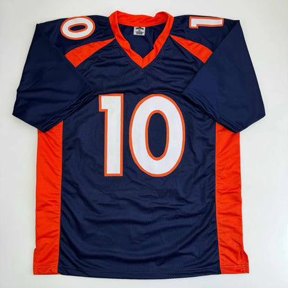 Navy blue and orange professional sports league custom jersey with number 10