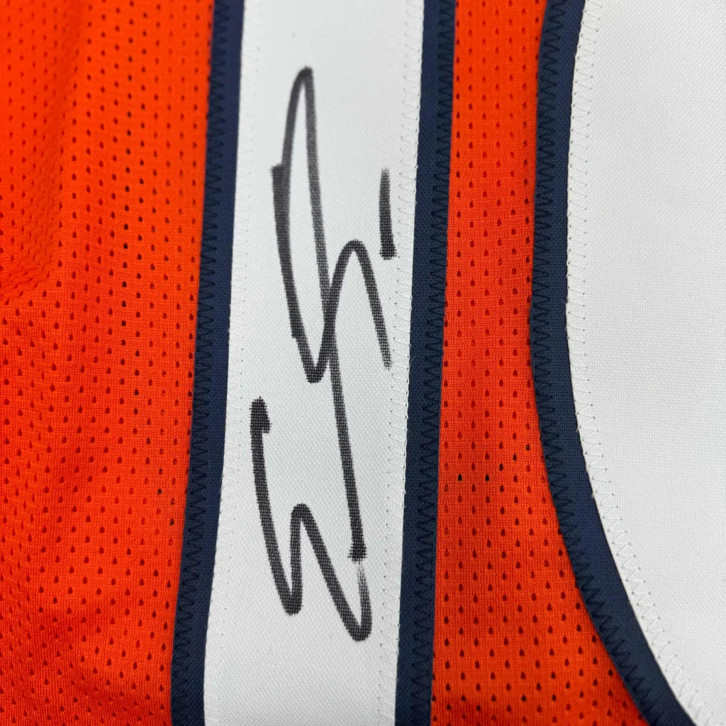 Orange and white custom jersey from Sanders 10, autographed for football fans