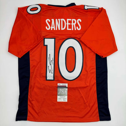 Autographed orange and navy blue custom jersey with Sanders 10 for professional sports fans