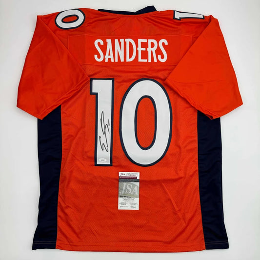 Autographed orange and navy blue custom jersey with Sanders 10 for professional sports fans