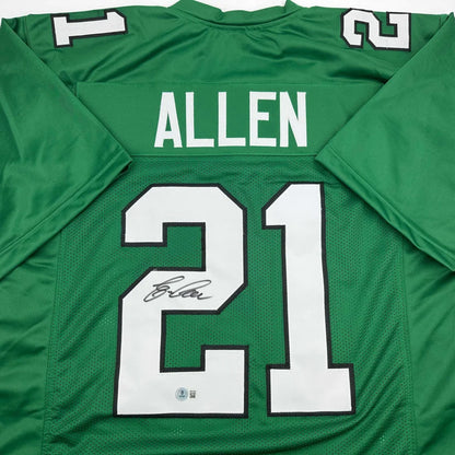 Autographed Eric Allen Philadelphia Kelly Green Football Jersey Beckett BAS COA | Certified Authentic Signed Memorabilia | vintageantiquesgifts.com