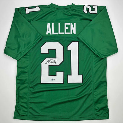 Autographed Eric Allen Philadelphia Kelly Green Football Jersey Beckett BAS COA | Hall of Fame Sports Memorabilia | vintageantiquesgifts.com