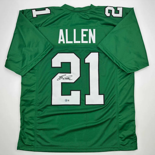 Autographed Eric Allen Philadelphia Kelly Green Football Jersey Beckett BAS COA | Hall of Fame Sports Memorabilia | vintageantiquesgifts.com