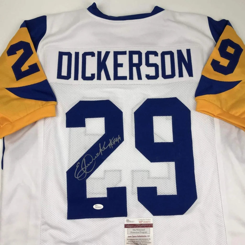 Autographed Eric Dickerson Los Angeles Rams professional sports custom jersey collectible