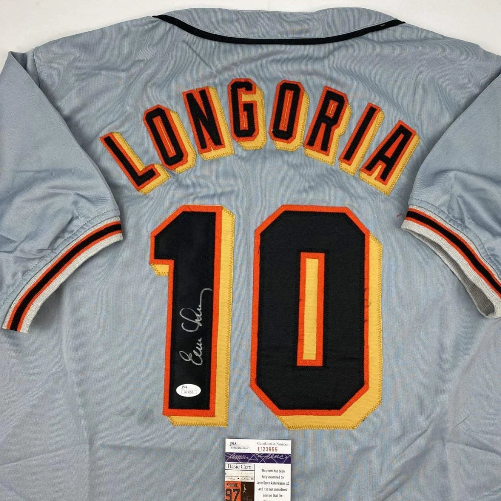 Autographed Evan Longoria San Francisco Grey Baseball Jersey JSA COA | Certified Authentic Signed Memorabilia | vintageantiquesgifts.com