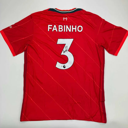 Red Liverpool FC custom jersey with Fabinho 3 autographed for professional sports fans