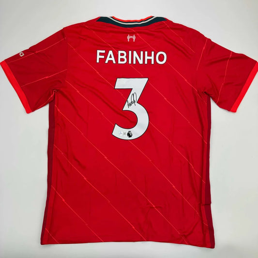 Red Liverpool FC custom jersey with Fabinho 3 autographed for professional sports fans