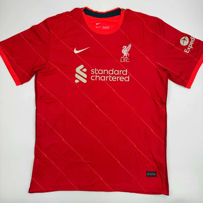 Red short-sleeved custom jersey with diagonal stripes for professional sports league fans