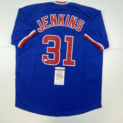 Autographed Ferguson Fergie Jenkins HOF 91 Chicago Blue Baseball Jersey JSA COA | Hall of Fame Sports Memorabilia | vintageantiquesgifts.com