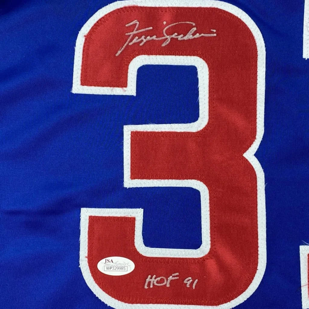 Autographed Ferguson Fergie Jenkins HOF 91 Chicago Blue Baseball Jersey JSA COA | Authenticated Signed Sports Jersey | vintageantiquesgifts.com