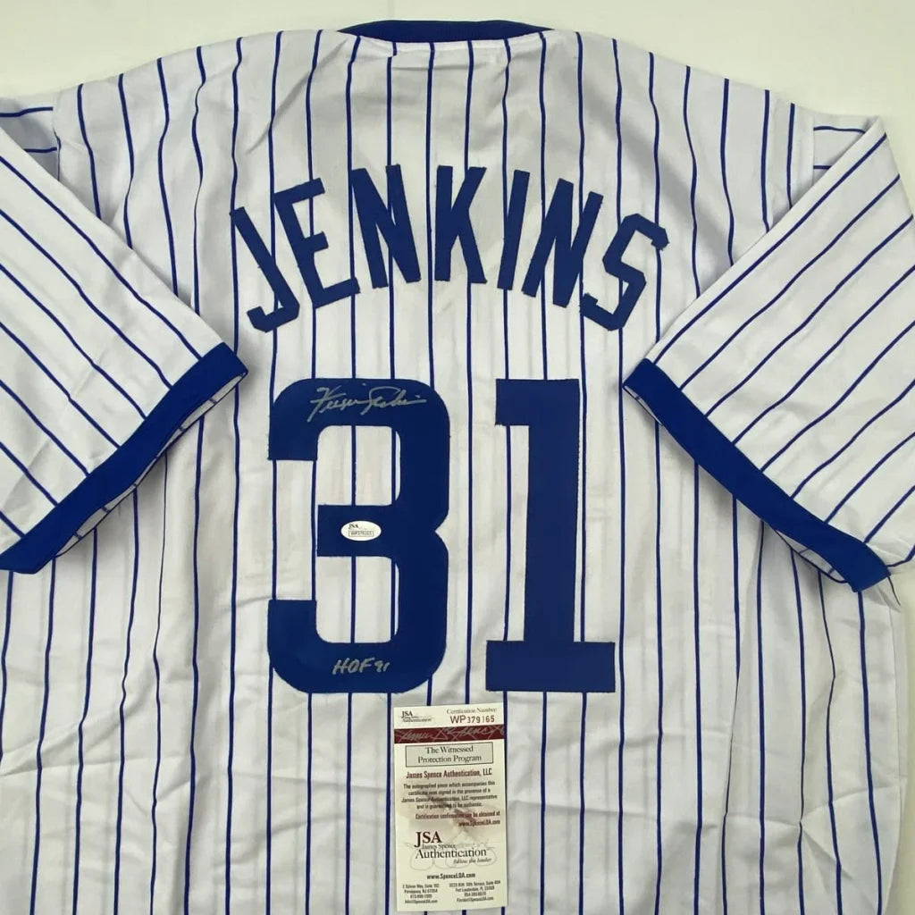 Autographed Fergie Jenkins HOF custom jersey in Chicago pinstripes