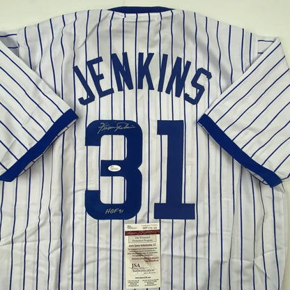 Autographed Fergie Jenkins HOF custom jersey in Chicago pinstripes