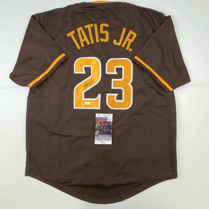 Autographed Fernando Tatis Jr. San Diego Brown Baseball Jersey JSA COA | Hall of Fame Sports Memorabilia | vintageantiquesgifts.com