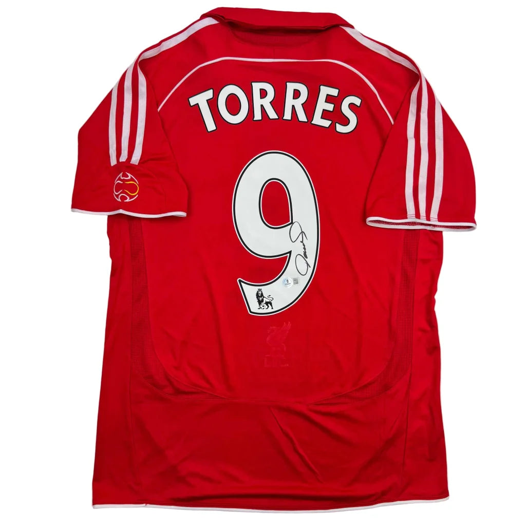 Autographed Fernando Torres Liverpool Red Soccer Jersey Beckett BAS COA | Hall of Fame Sports Memorabilia | vintageantiquesgifts.com