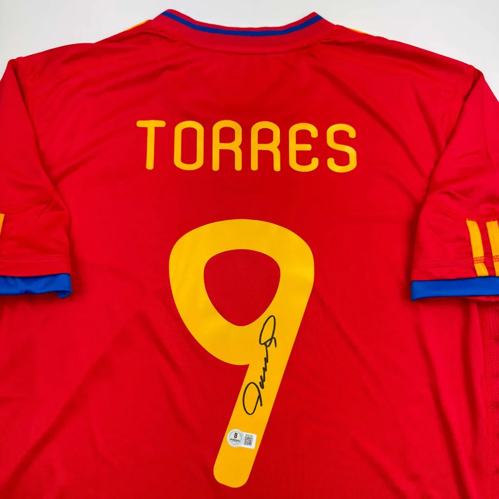 Autographed Fernando Torres Spain Red World Cup Soccer Futbol Jersey Beckett BAS COA | Certified Authentic Signed Memorabilia | vintageantiquesgifts.com
