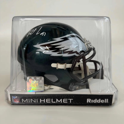 Autographed Fletcher Cox Philadelphia Eagles Mini Helmet with third-party authentication in display case