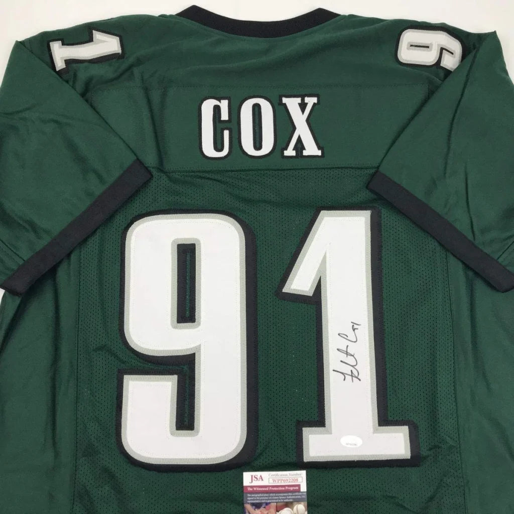 Green custom jersey with number 91 and signature, perfect for professional sports fans