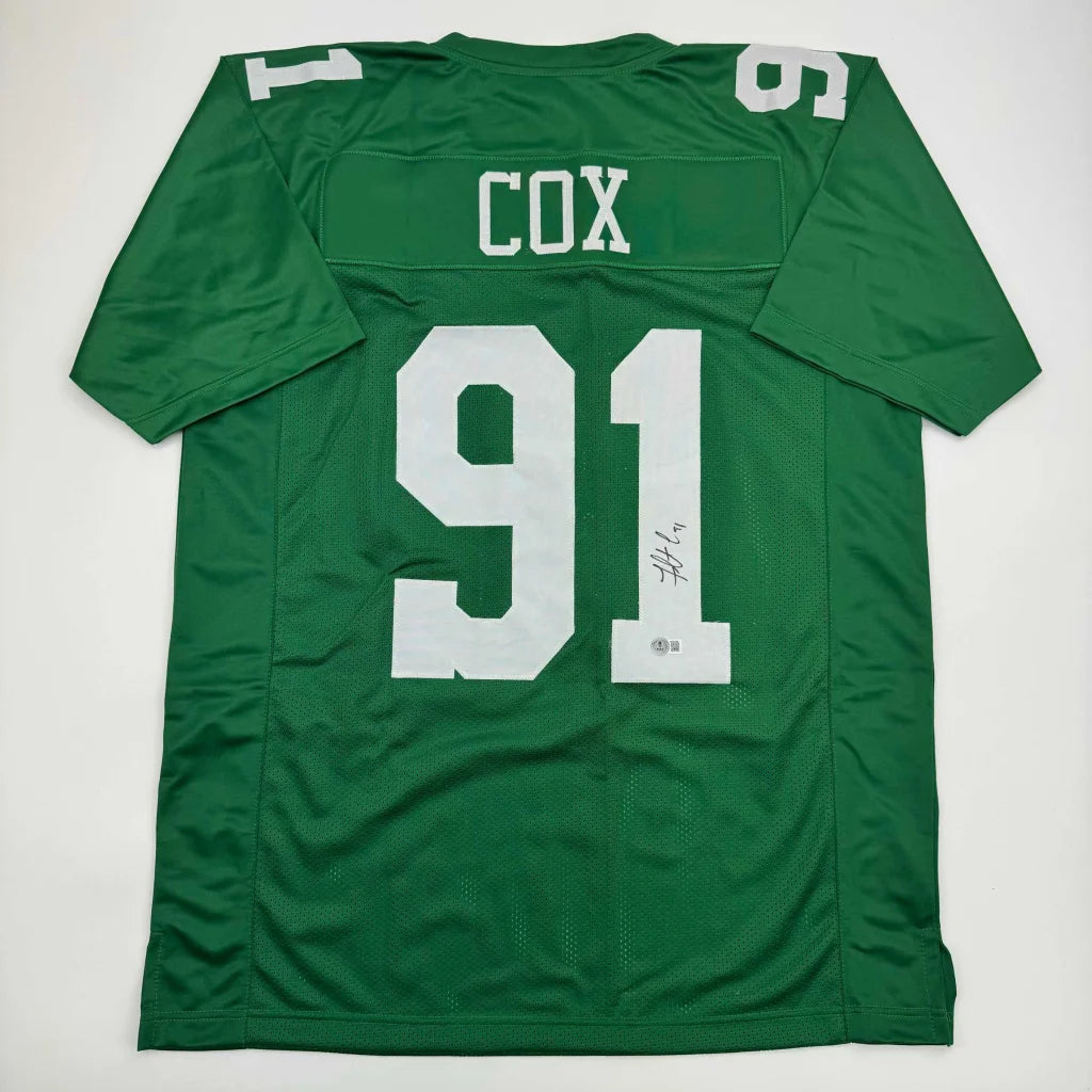 Autographed Fletcher Cox Philadelphia Kelly Green Football Jersey Beckett BAS COA | Hall of Fame Sports Memorabilia | vintageantiquesgifts.com