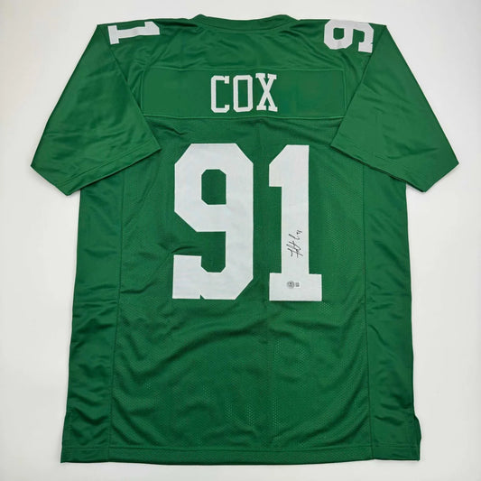 Autographed Fletcher Cox Philadelphia Kelly Green Football Jersey Beckett BAS COA | Hall of Fame Sports Memorabilia | vintageantiquesgifts.com