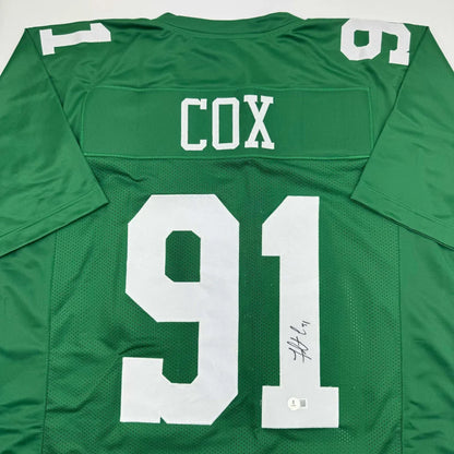 Autographed Fletcher Cox Philadelphia Kelly Green Football Jersey Beckett BAS COA | Certified Authentic Signed Memorabilia | vintageantiquesgifts.com