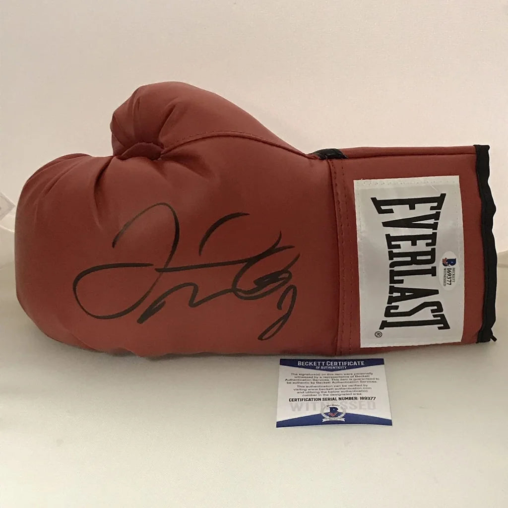 Autographed red Everlast boxing glove signed by Floyd Mayweather Jr