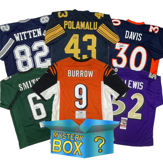 Autographed Football DIAMOND Series 2 Jersey Mystery Box with PSA JSA or Beckett COA | Hall of Fame Sports Memorabilia | vintageantiquesgifts.com