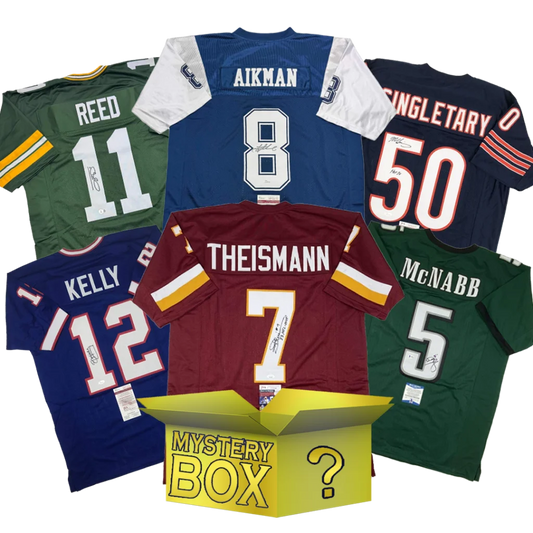 Autographed maroon custom jersey with Theismann white number 7