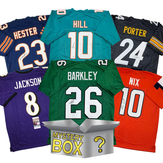 Autographed Football SILVER Series 4 Jersey Mystery Box with PSA JSA or Beckett COA | Hall of Fame Sports Memorabilia | vintageantiquesgifts.com