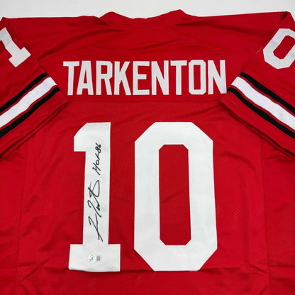 Autographed red professional sports league custom jersey with Tarkenton 10 name and number