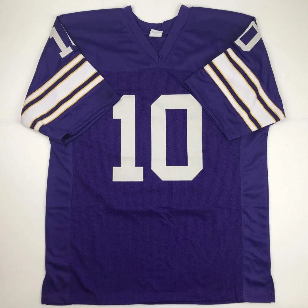Purple custom jersey with white and gold stripes for professional sports league fans