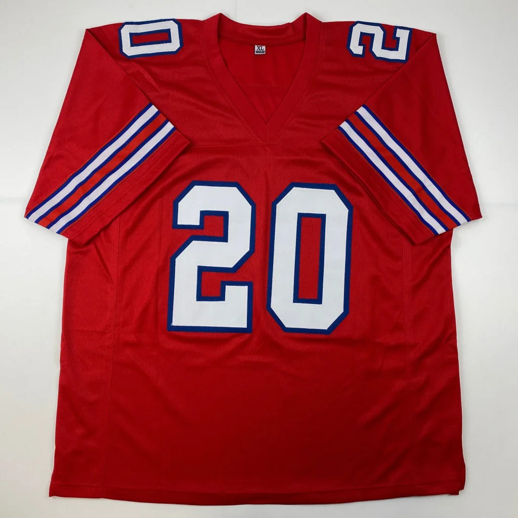 Autographed Frank Gore Buffalo red custom jersey with white blue numerals