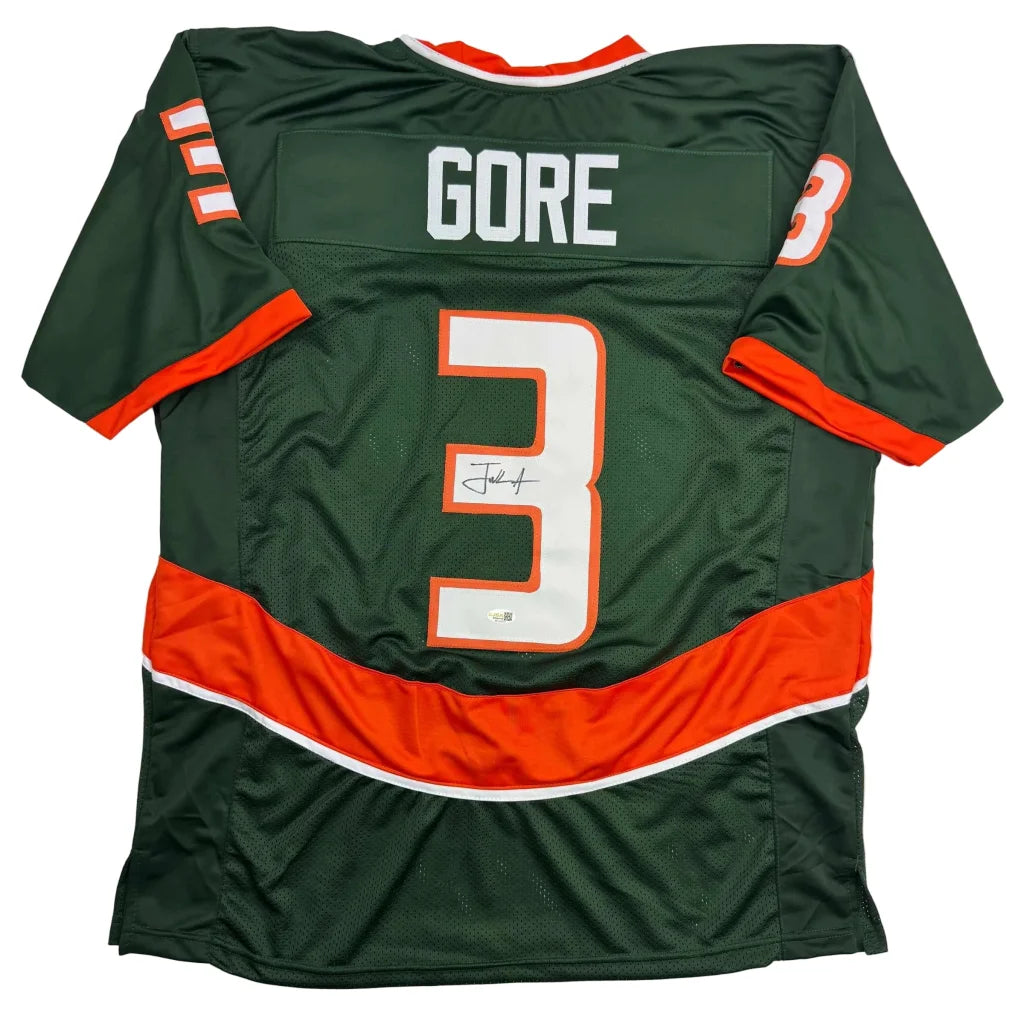 Autographed Frank Gore Miami Green Football Jersey JSA COA | Hall of Fame Sports Memorabilia | vintageantiquesgifts.com