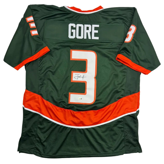Autographed Frank Gore Miami Green Football Jersey JSA COA | Hall of Fame Sports Memorabilia | vintageantiquesgifts.com