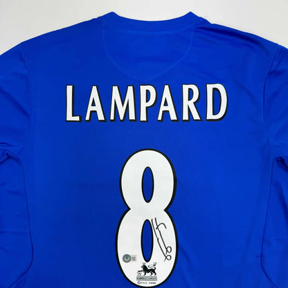 Autographed Frank Lampard Chelsea FC blue jersey with number 8