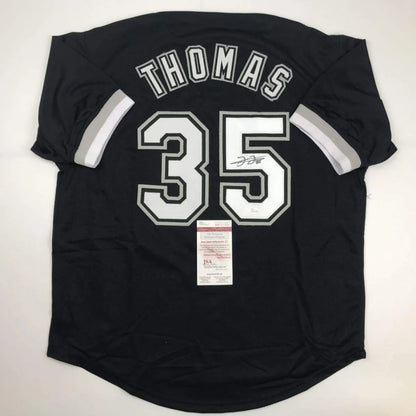 Autographed Frank Thomas Chicago Black Baseball Jersey JSA COA | Hall of Fame Sports Memorabilia | vintageantiquesgifts.com