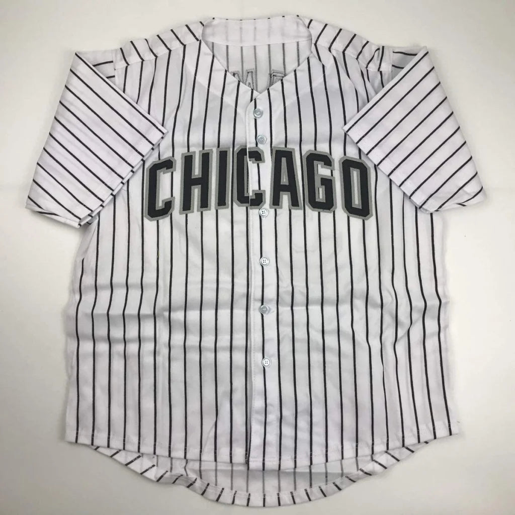 Autographed Frank Thomas Chicago Pinstripe Baseball Jersey JSA COA | Authenticated Signed Sports Jersey | vintageantiquesgifts.com