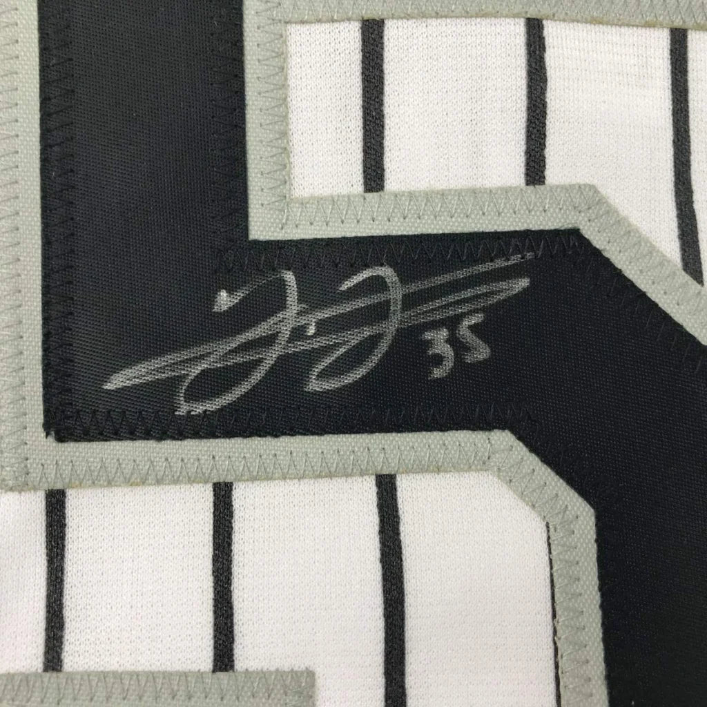 Autographed Frank Thomas Chicago Pinstripe Baseball Jersey JSA COA | Authenticated Signed Sports Jersey | vintageantiquesgifts.com