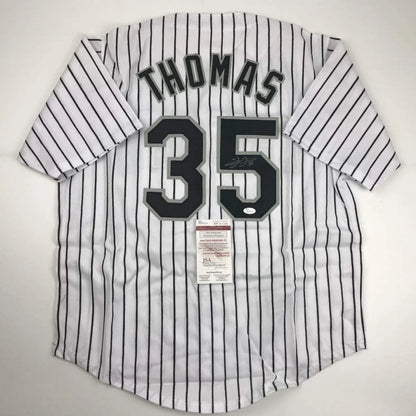 Autographed Frank Thomas Chicago Pinstripe Baseball Jersey JSA COA | Hall of Fame Sports Memorabilia | vintageantiquesgifts.com
