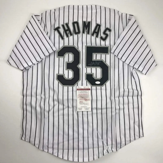 Autographed Frank Thomas Chicago Pinstripe Baseball Jersey JSA COA | Hall of Fame Sports Memorabilia | vintageantiquesgifts.com