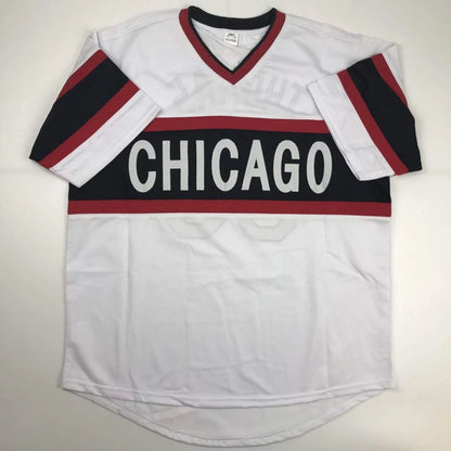 White sports jersey with black and red stripes V-neck for professional sports league custom jersey
