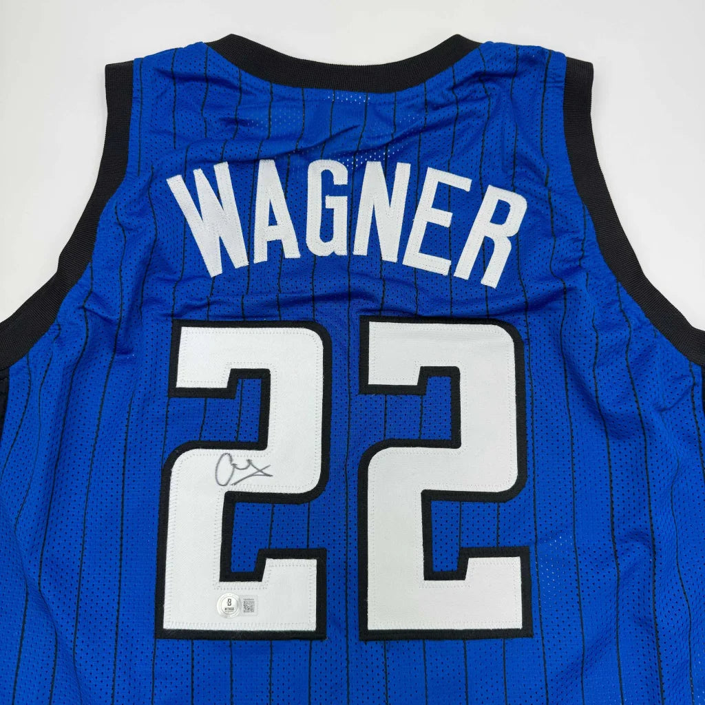 Autographed Franz Wagner Orlando Blue Basketball Jersey Beckett BAS COA | Certified Authentic Signed Memorabilia | vintageantiquesgifts.com
