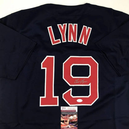 Autographed Fred Lynn Boston Blue Baseball Jersey JSA COA | Certified Authentic Signed Memorabilia | vintageantiquesgifts.com