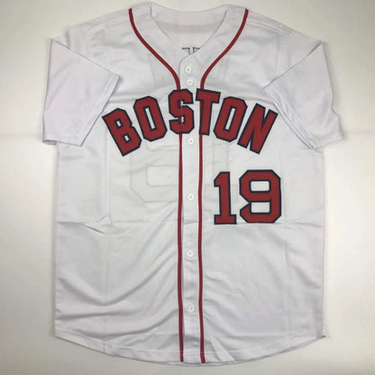 Autographed Fred Lynn Boston white custom jersey number 19 JSA COA